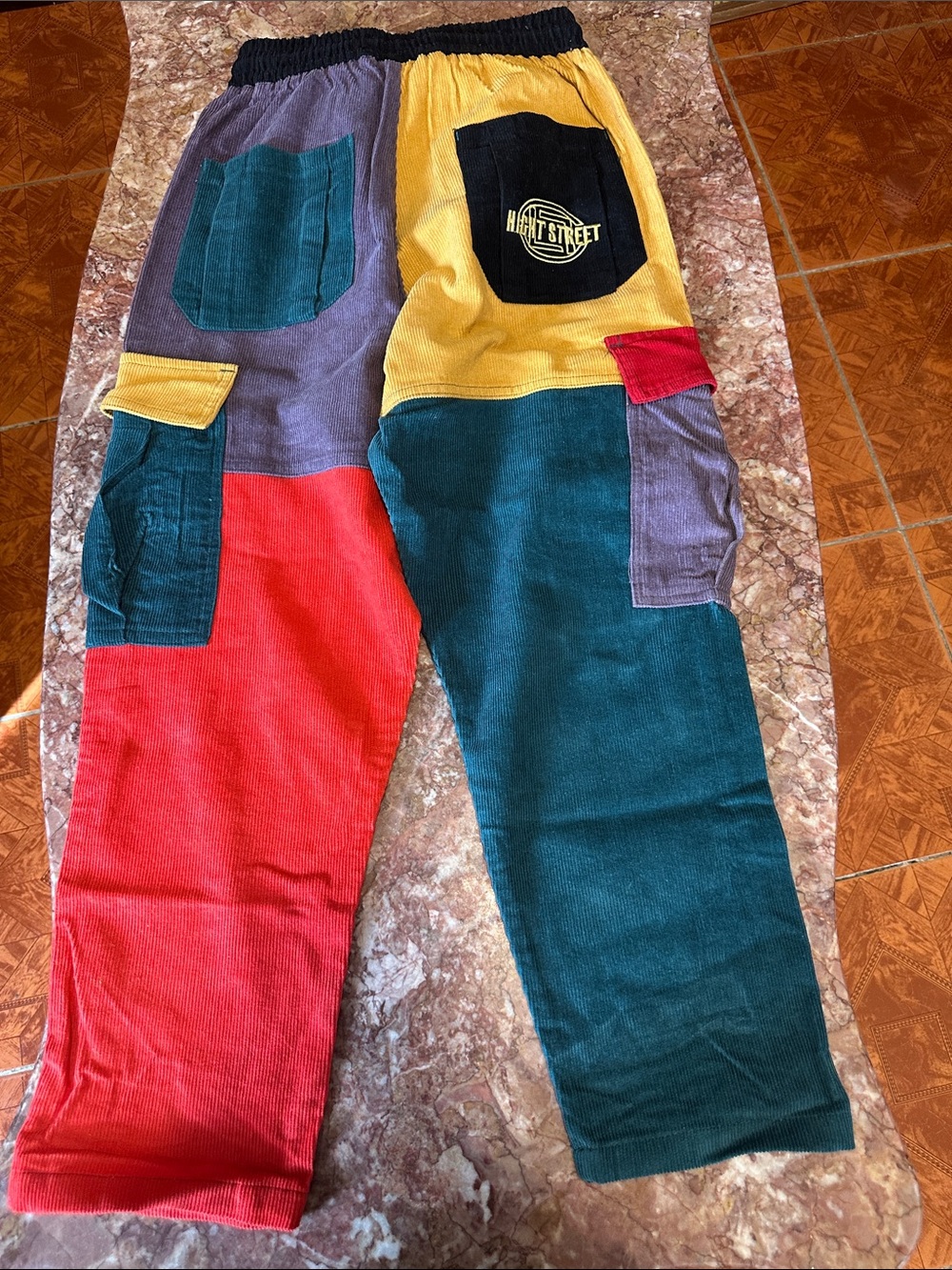Multicolor Corduroy Patchwork Colorblock pants Women's - Picture 14 of 14